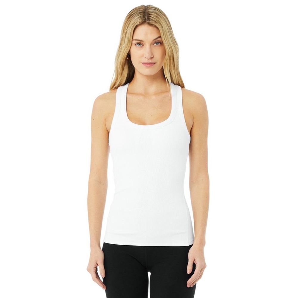 Alo yoga rib support white tank sz Large